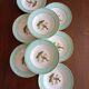 8 soup plates Fenal Badonviller "Birds" vintage 1950s