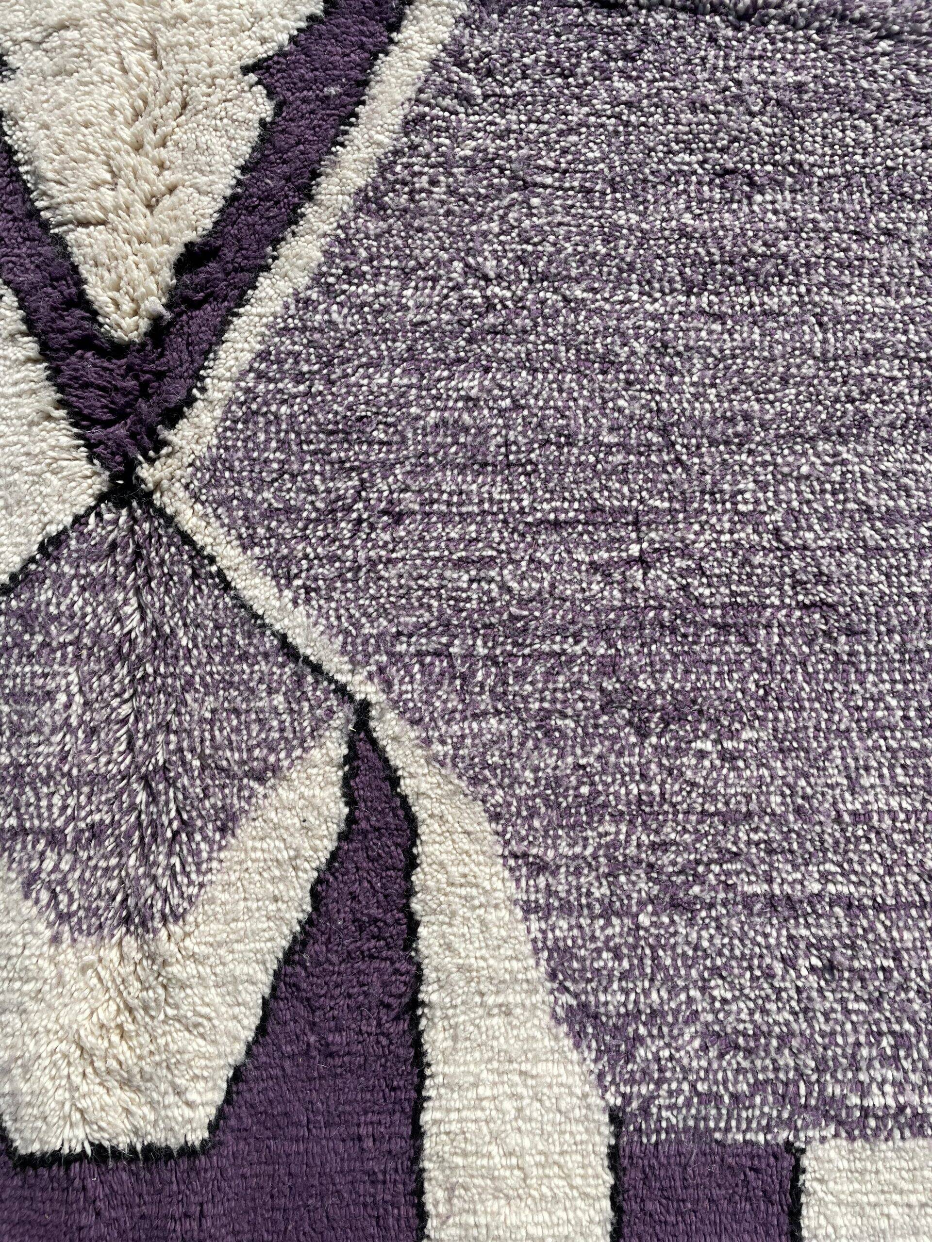 Tapis violet En laine naturel tissé à la main taille 250cmx150cm