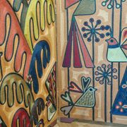 Screen decorated with wool threads, “Huichol” art, Sofia Ribeira, 124 cm