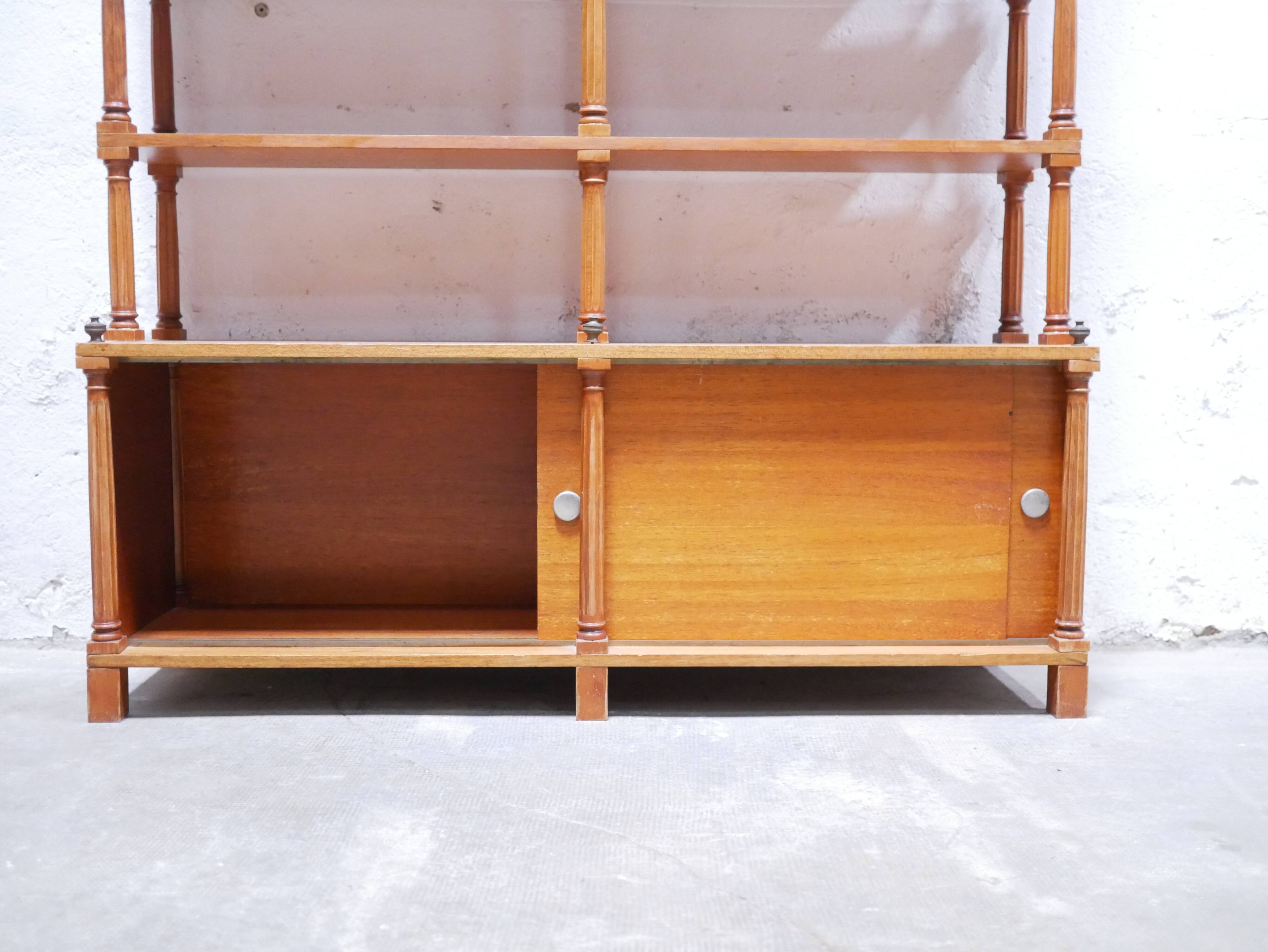 Vintage wooden bookshelf library