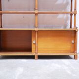 Vintage wooden bookshelf library