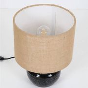 Rare, handcrafted Robert “Rob” Bentsen ceramic table lamp with a jute lampshade / Mid-century Danish modern design / 1960s / 1970s