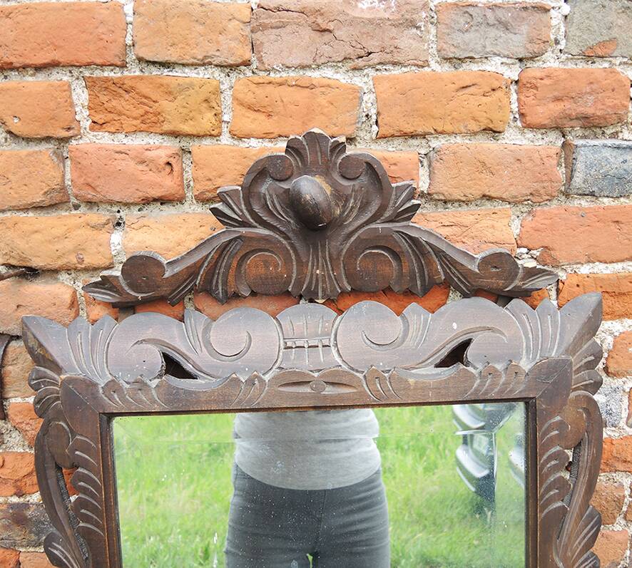 Antique carved wooden mirror, Henri II style