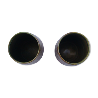 Set of two flamed sandstone cups