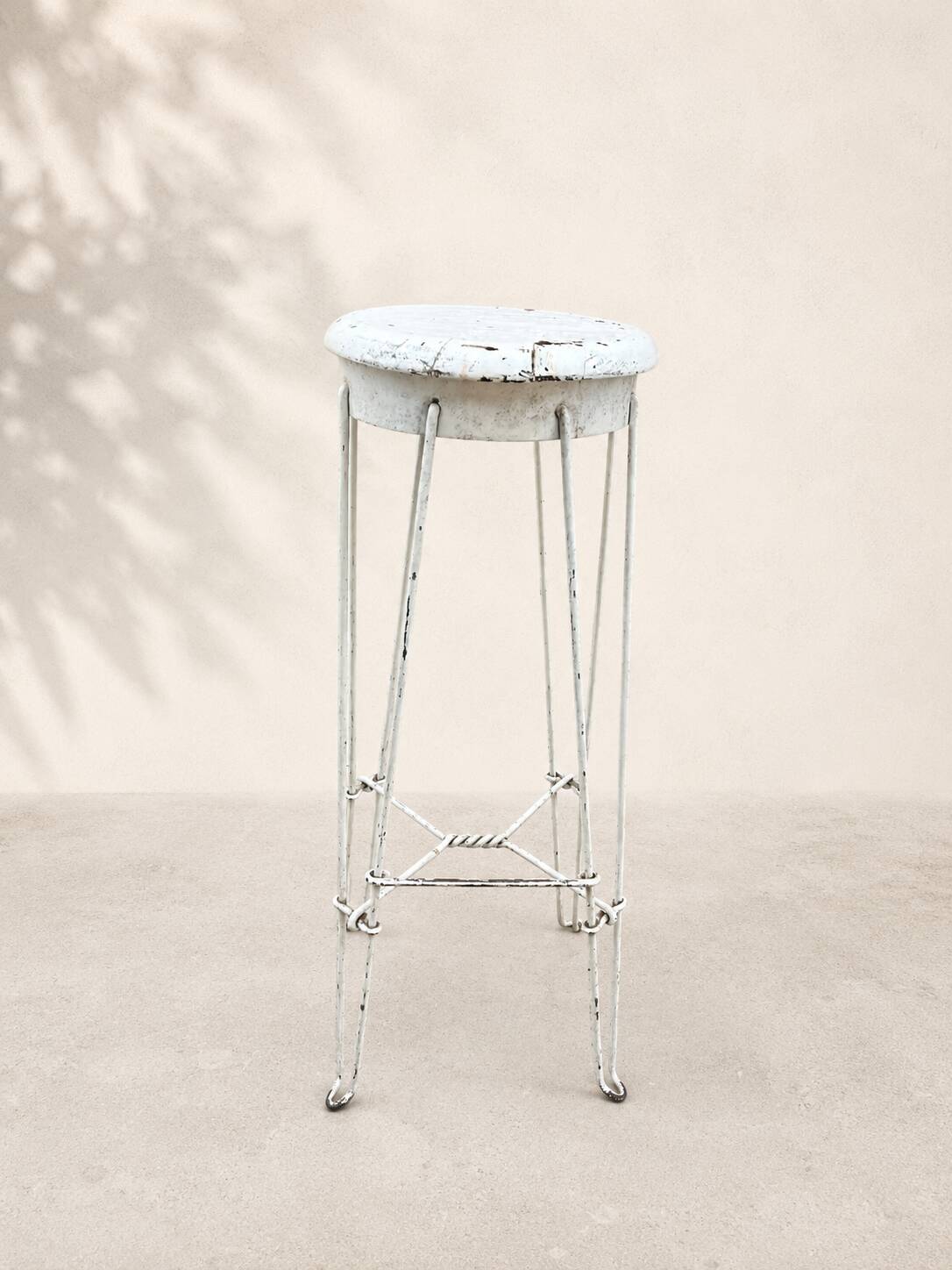 Pair of vintage industrial bar stools in metal and wood – 1950s