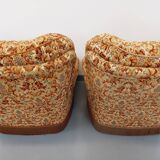 Set of 2 vintage armchairs in floral fabric with fringes from the 60s 70s