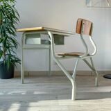 Vintage 1960s school desk – Antique wooden and metal aqua green desk – Retro school furniture – Vintage children's desk