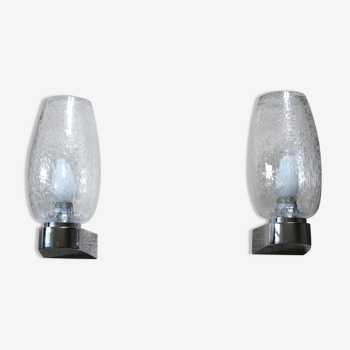 Pair of wall light  chrome and glass bubble - 1970
