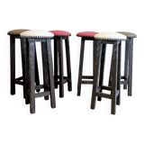 Set of 6 wooden bar stools — bistro style & distressed wood