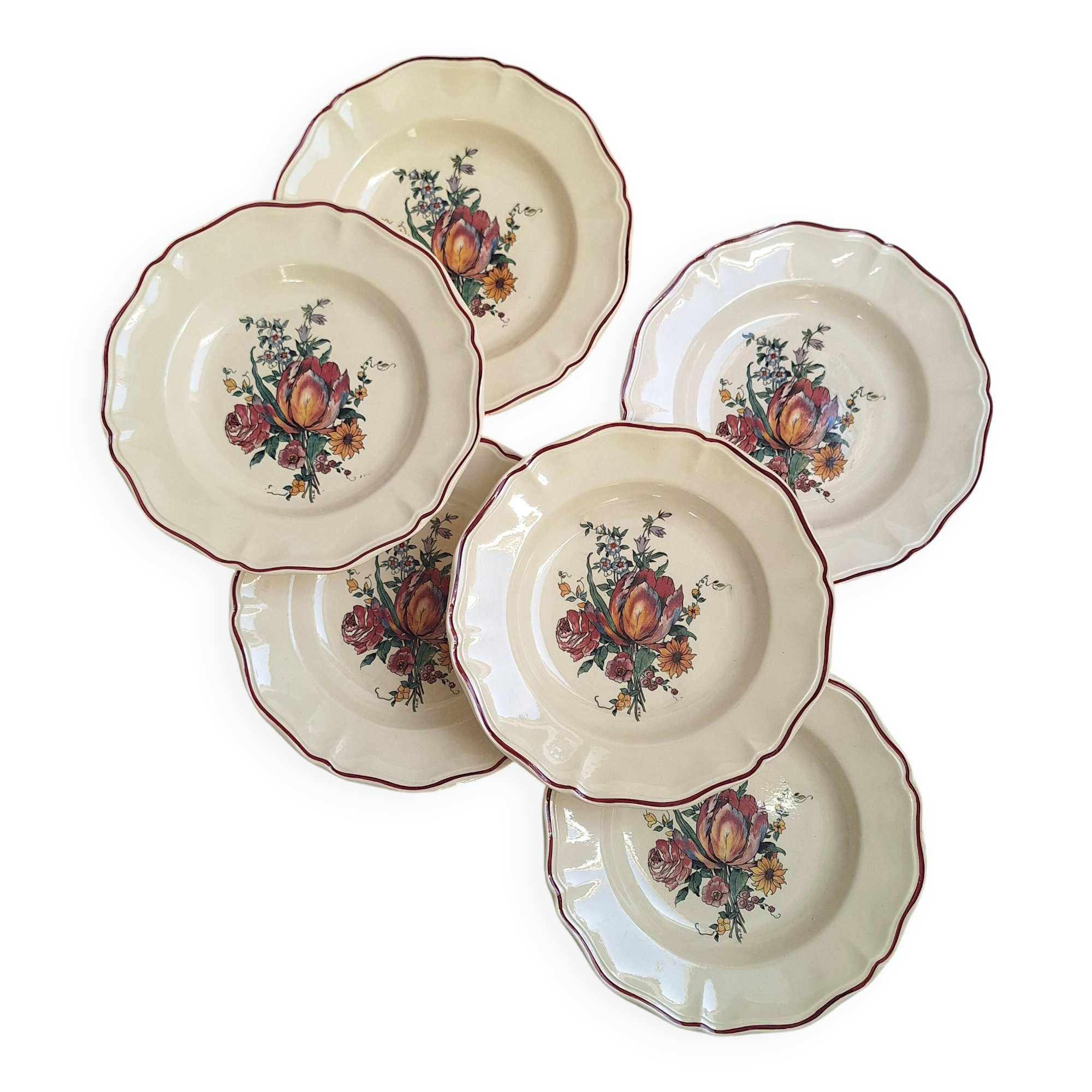 Assiettes creuses Digoin Sarreguemines Modèle Loraine