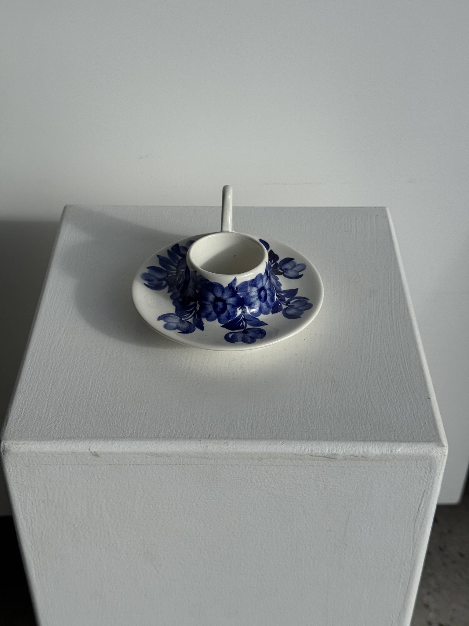 Vintage blue and white hand-held egg cup Poland D13