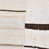 Cream & Brown Striped Vintage Kilim Rug, 204x279Cm