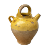 Ancient yellow glazed terracotta jug – South of France – early 10th century