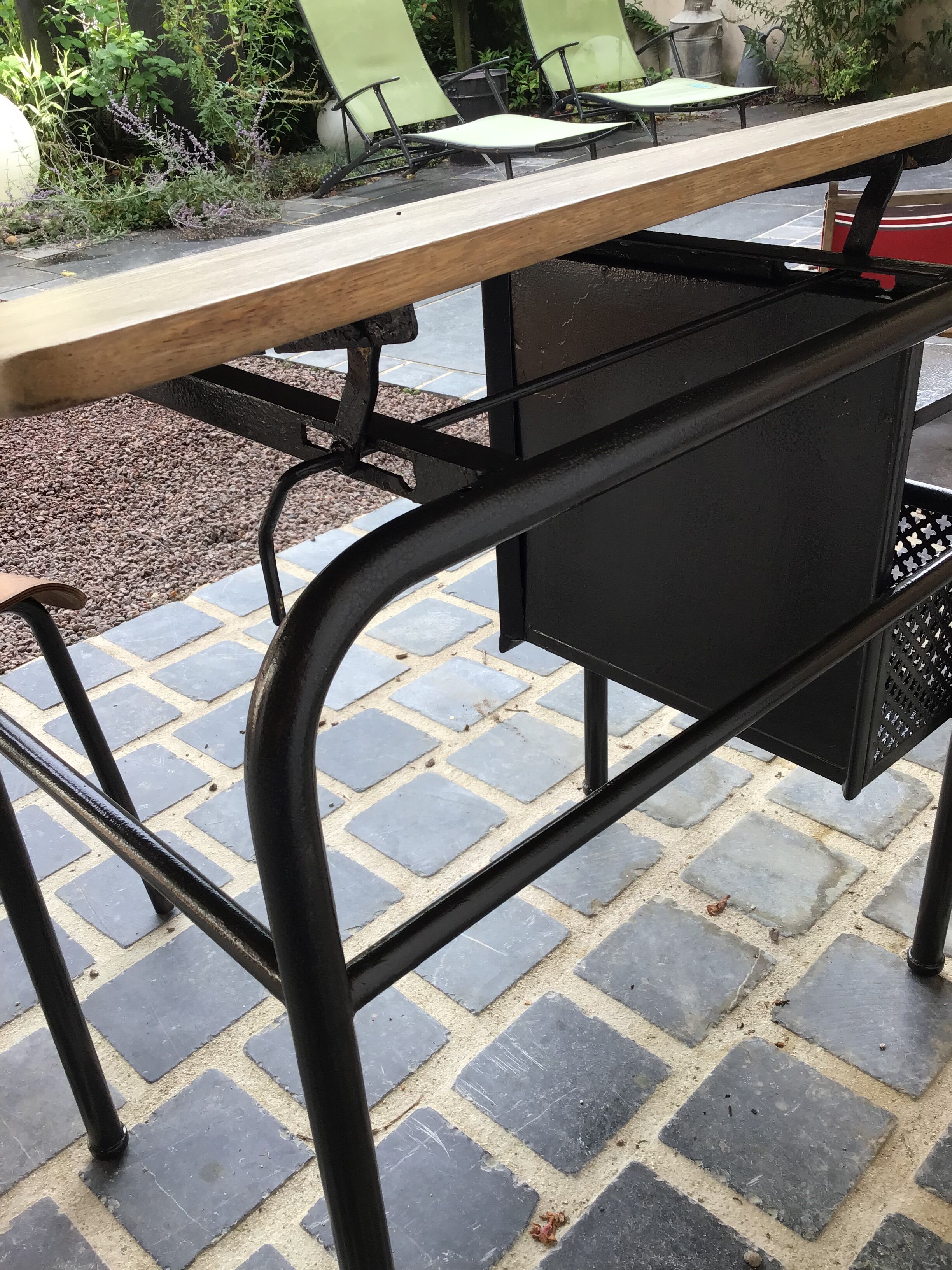 School desk and chair