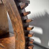 Vintage Brazilian folk art handmade round wall cabinet in Cumaru wood, 1960s