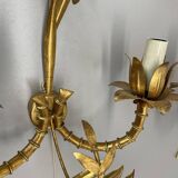 Lot de 2 appliques murales hollywood regency golden florentiner tiki style, italie 1970