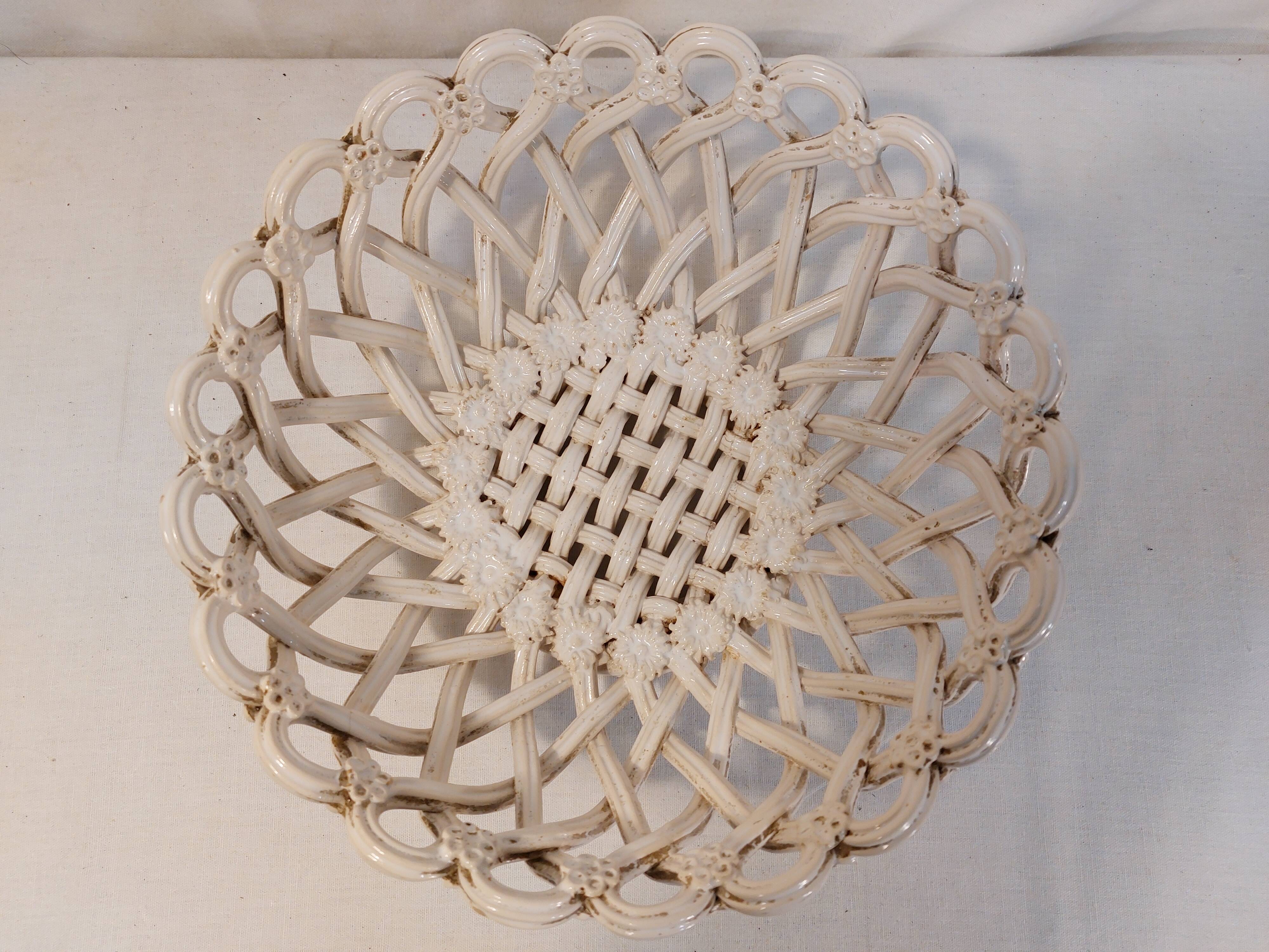 Old woven ceramic basket - Maison Pichon - Uzès 1960