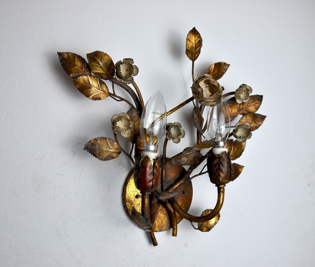 Floral wall lamp regency, midcentury, Italy