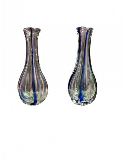 Paire de vases en verre en forme de gourde avec décoration tourbillonnante