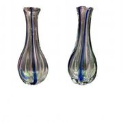 Pair of gourd-shaped glass vases with swirling decoration