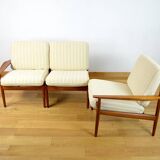 3 Chauffeuses Formant Banquette Danoise de Grete Jalk Édition Glostrup 1960