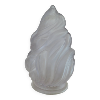 Antique "flame" tulip in frosted glass paste, art deco, 1930s-40s