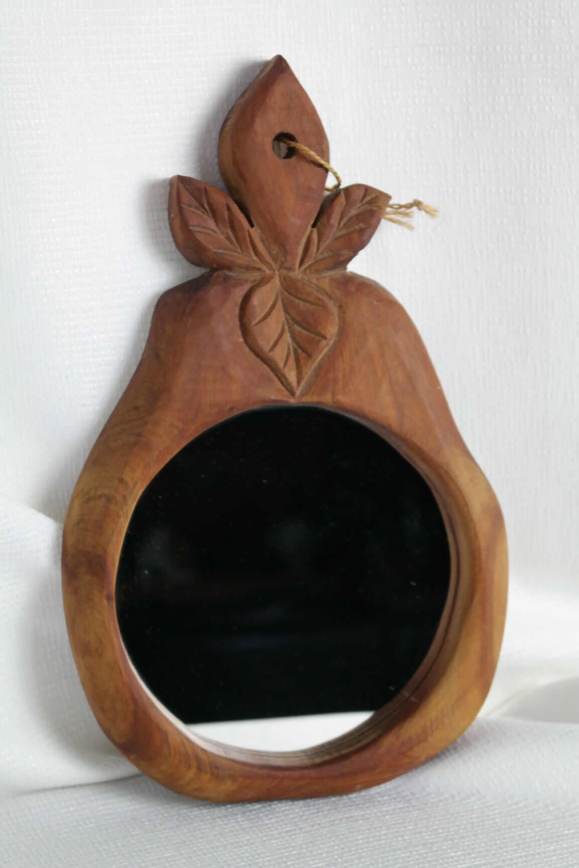 Vintage mahogany wood mirror handmade pear shape