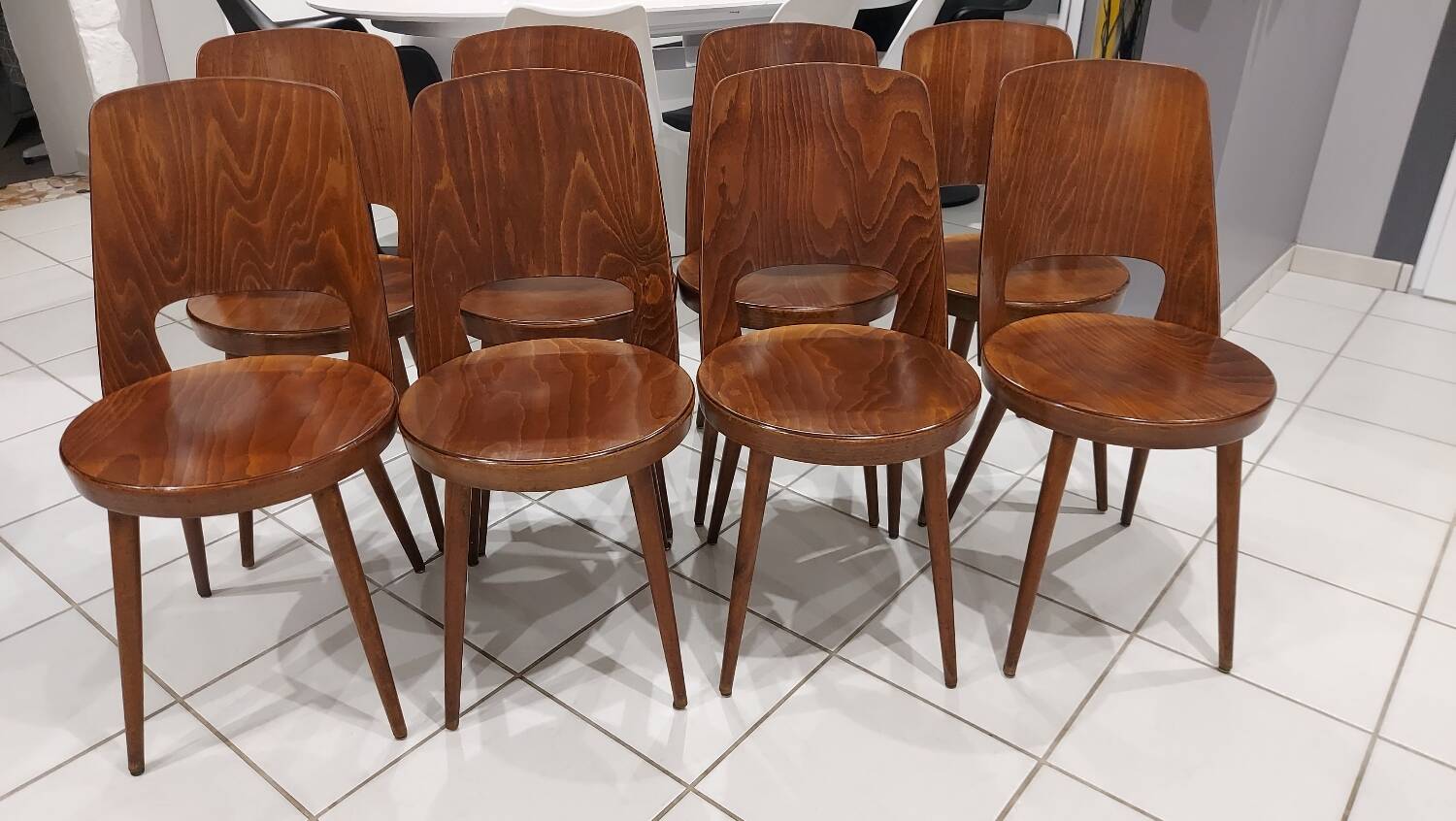 Set of 8 Baumann Bistrot chairs, Mondor model, vintage 1970s