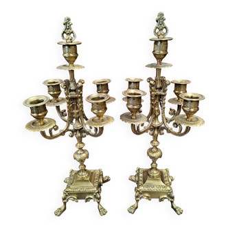 Pair of zoomorphic bronze candlesticks 19th century