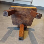 Tripod chair for children, Scandinavian chalet brutalist design.