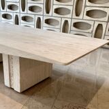 Vintage French coffee table in softened travertine