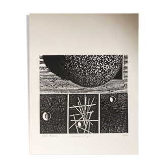 Espace graphique Sérigraphie par Joseph Kadar (1936-2019) Signée au crayon