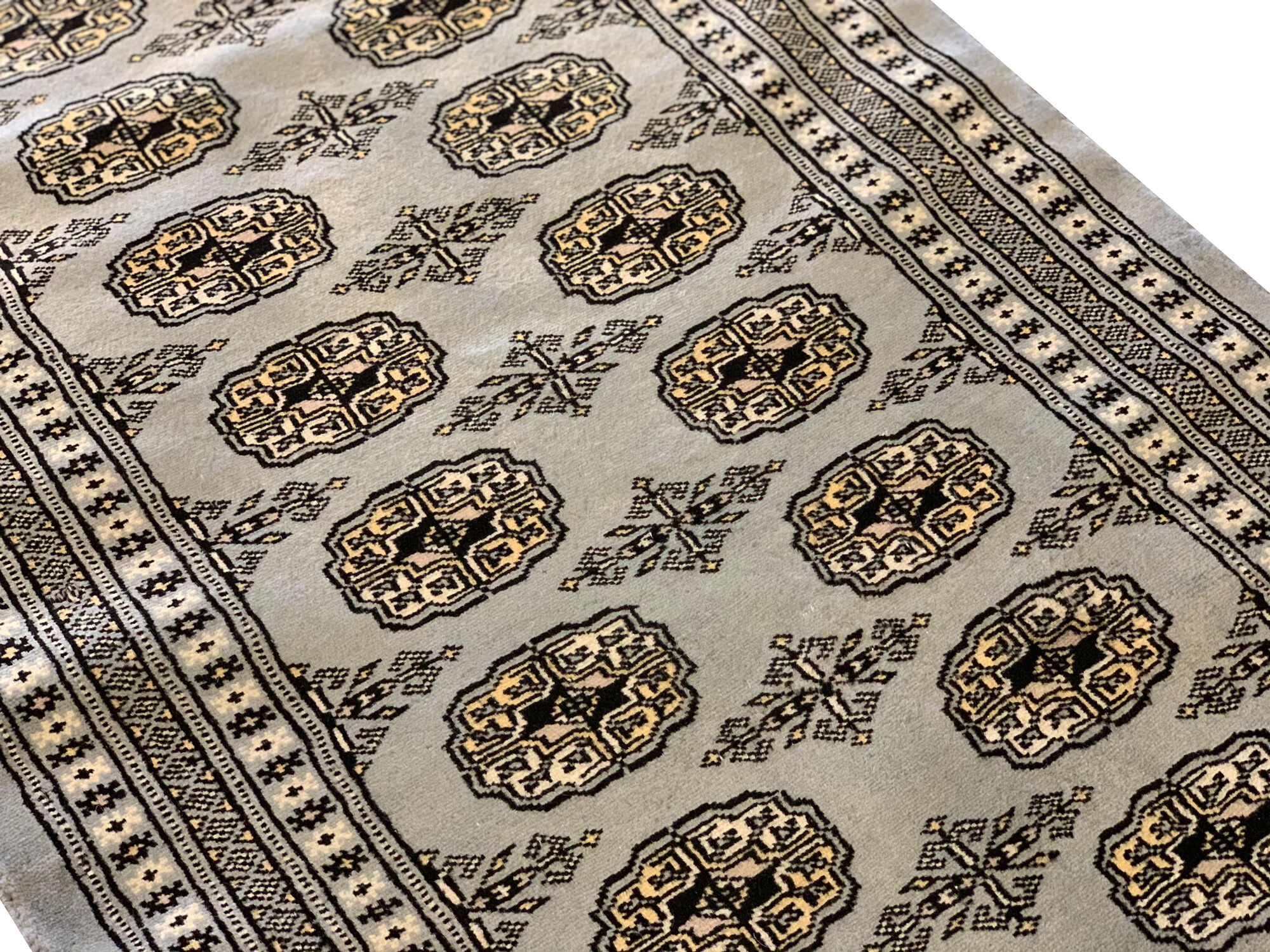 New grey bokhara runner rug - 78x234cm