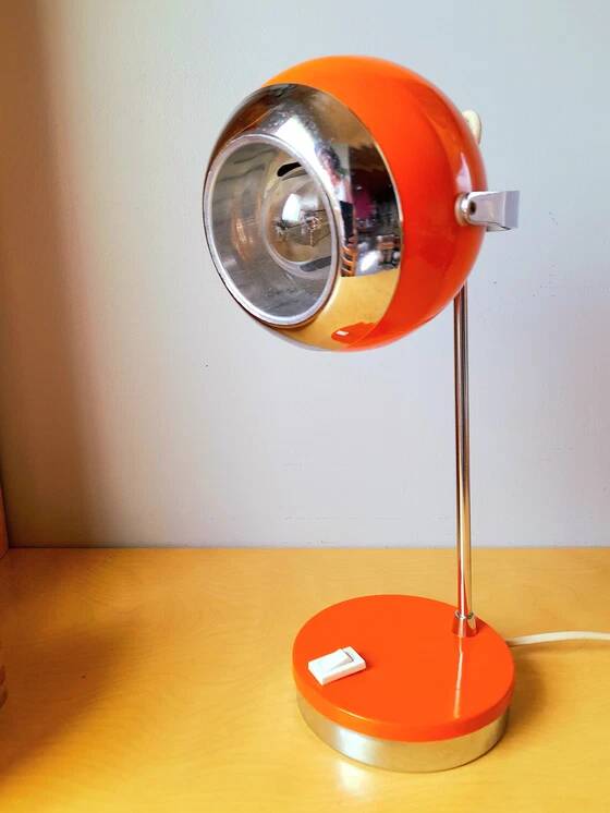Orange eyeball lamp, G.Reggiani 70s