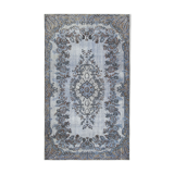 Handmade distressed oriental 1980s 164 cm x 282 cm blue rug