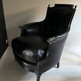 Bergère cuir noir