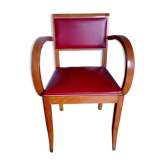 Wooden bridge chair and red skai