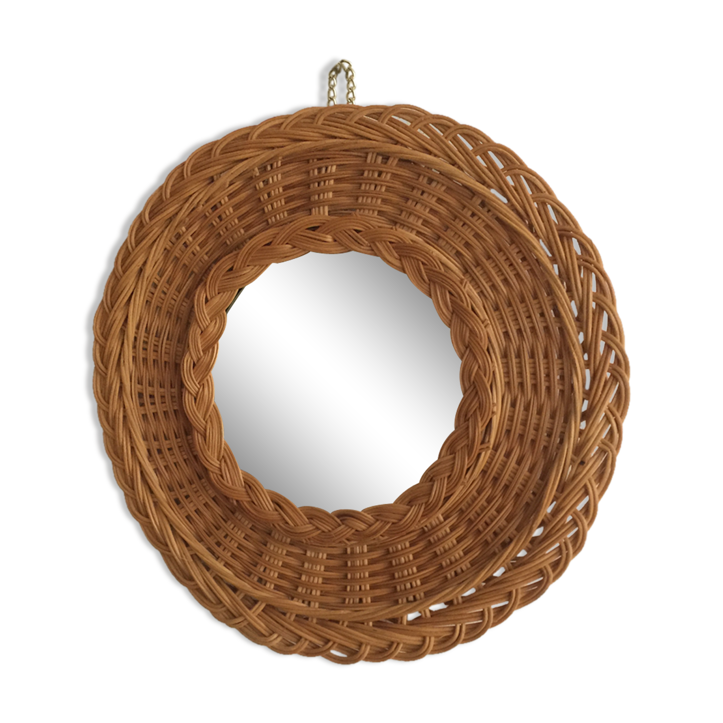 Wicker rattan mirror