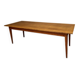 Table de ferme en chene pieds compas vintage 1950