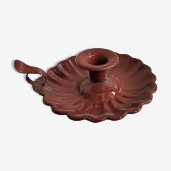 Brown enamelled candle holder