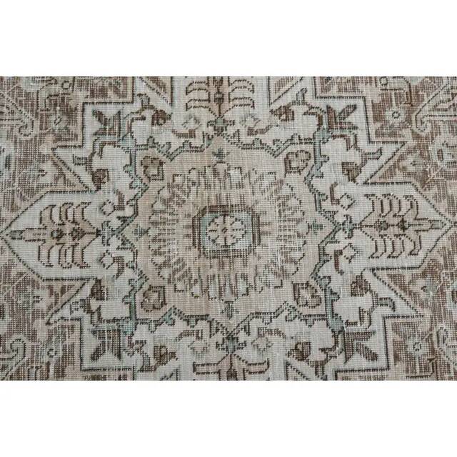 1970s Vintage Persian Handmade Wool Cotton Brown Area Rug 281x370