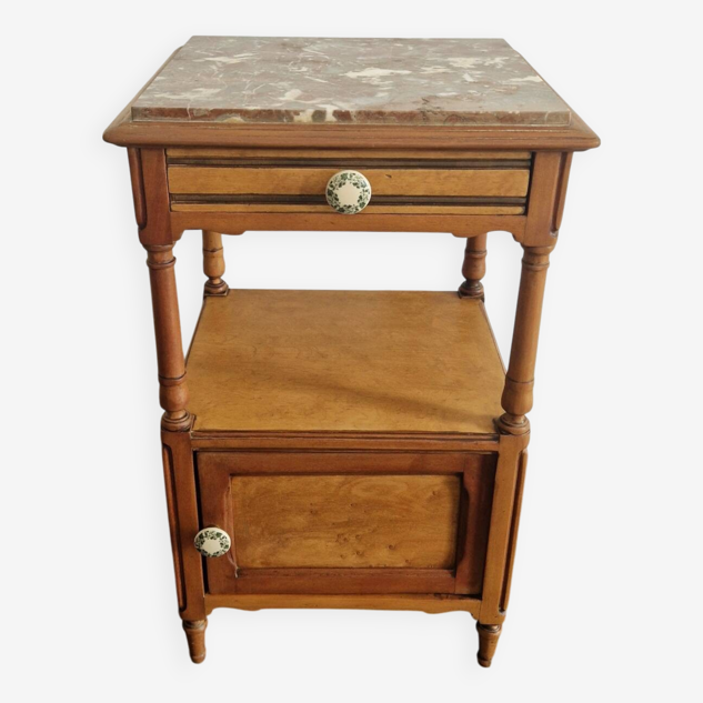 Louis Philippe style bedside table in cherry and ash wood