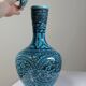 Covered vase or Persian jar, glazed Iznik pottery, vintage turquoise painted.