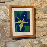 Iris Canvas Painting in Antique Wooden Frame
