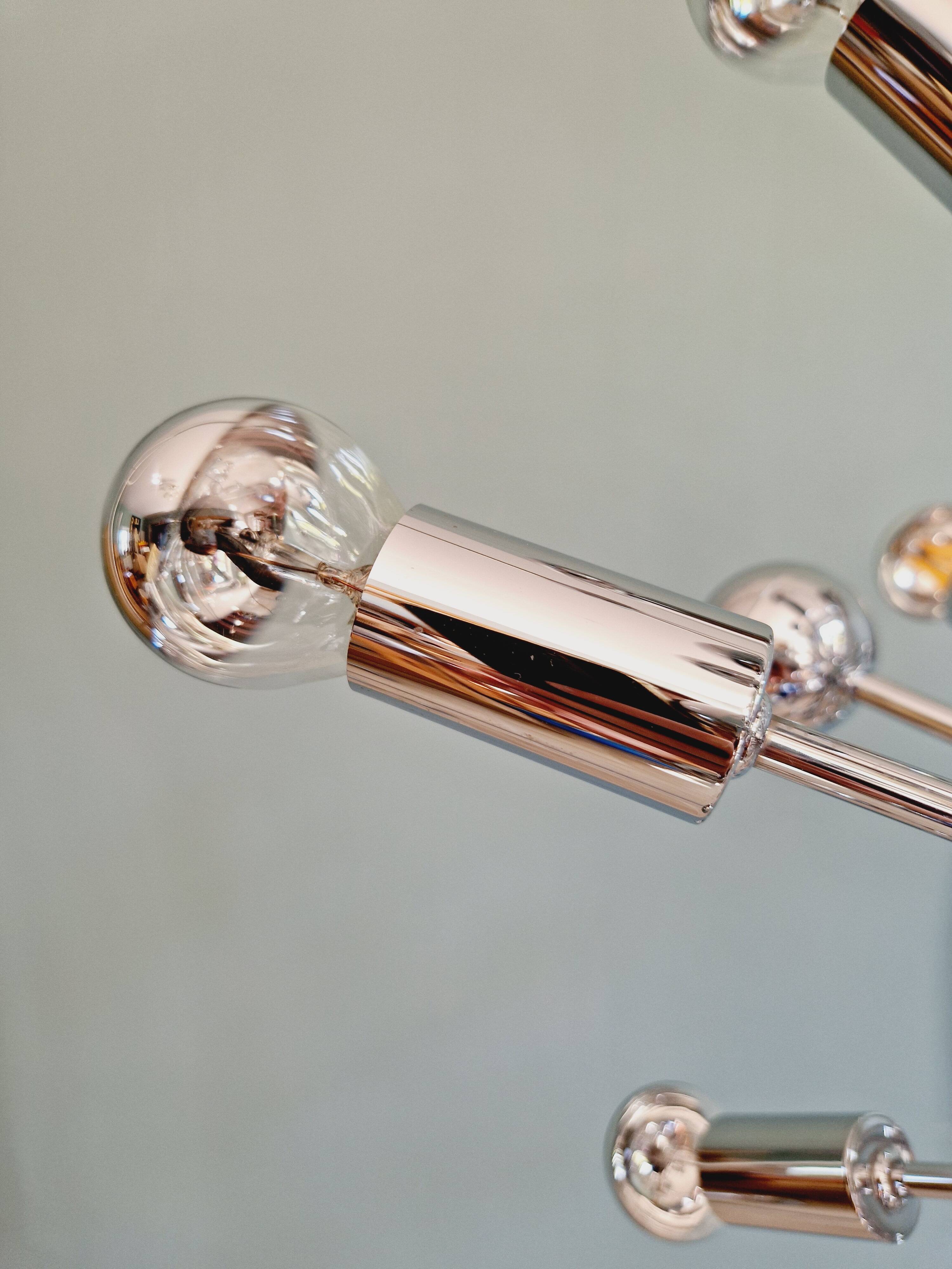 Sputnik chandelier in chrome metal, 20 light points, 70s
