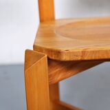 Set of 4 dining chairs elm wood cognac leather