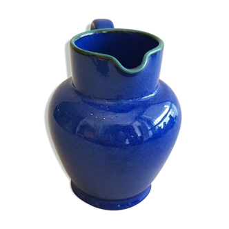 Pitcher jug carafe pot Denby England Metz blue green liseret