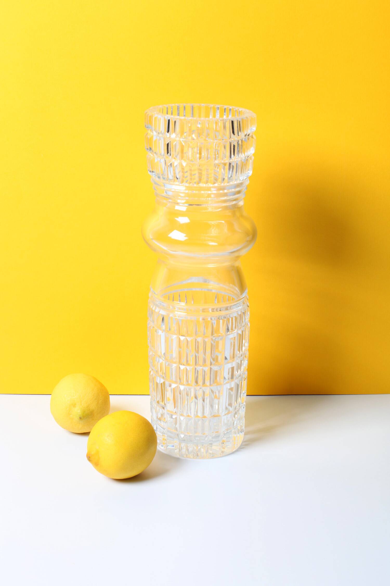 Tall and Solid Clear Crystal Glass Vase / Florence / Italy / 1960s