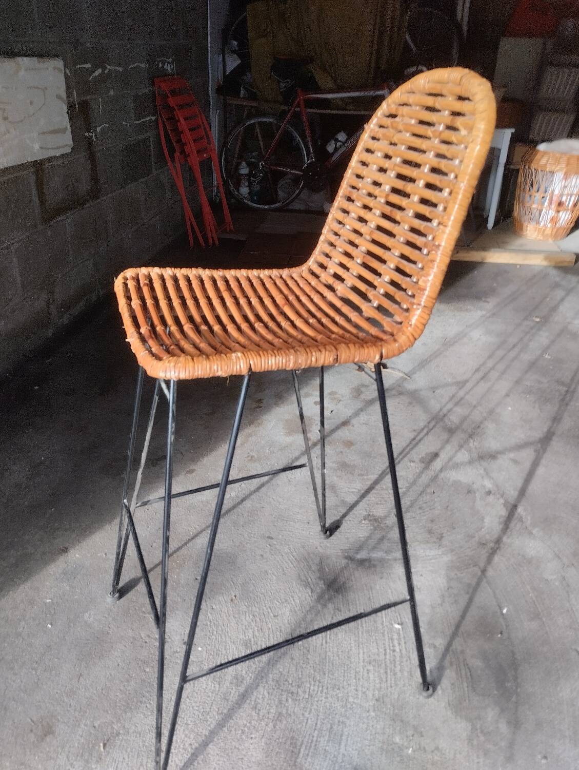 Rattan bar stool