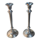 Pair of silver-plated metal candlesticks